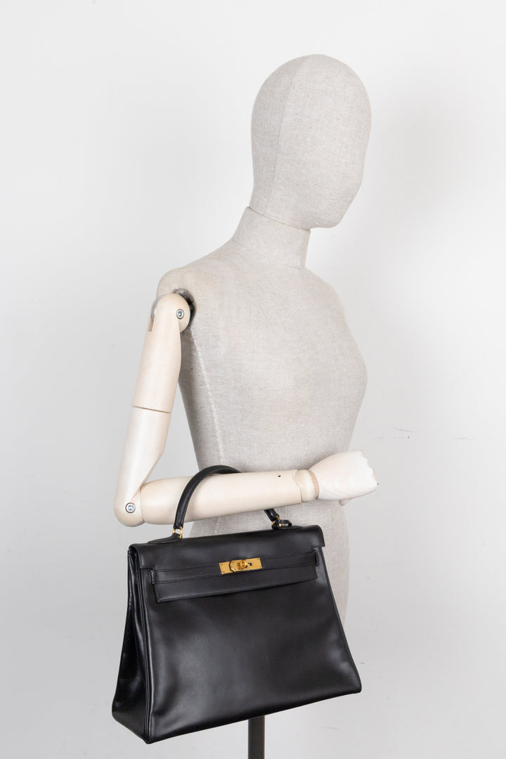 HERMÈS Kelly 32 Box Black
