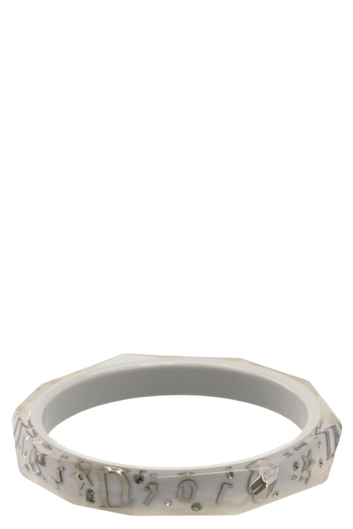 CHRISTIAN DIOR Vintage PVC Bangle Bracelet Grey