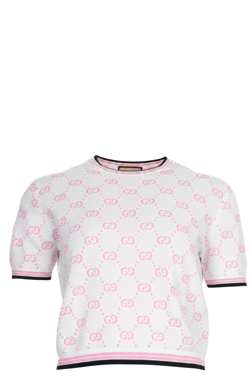 GUCCI GG Knit Top White Pink