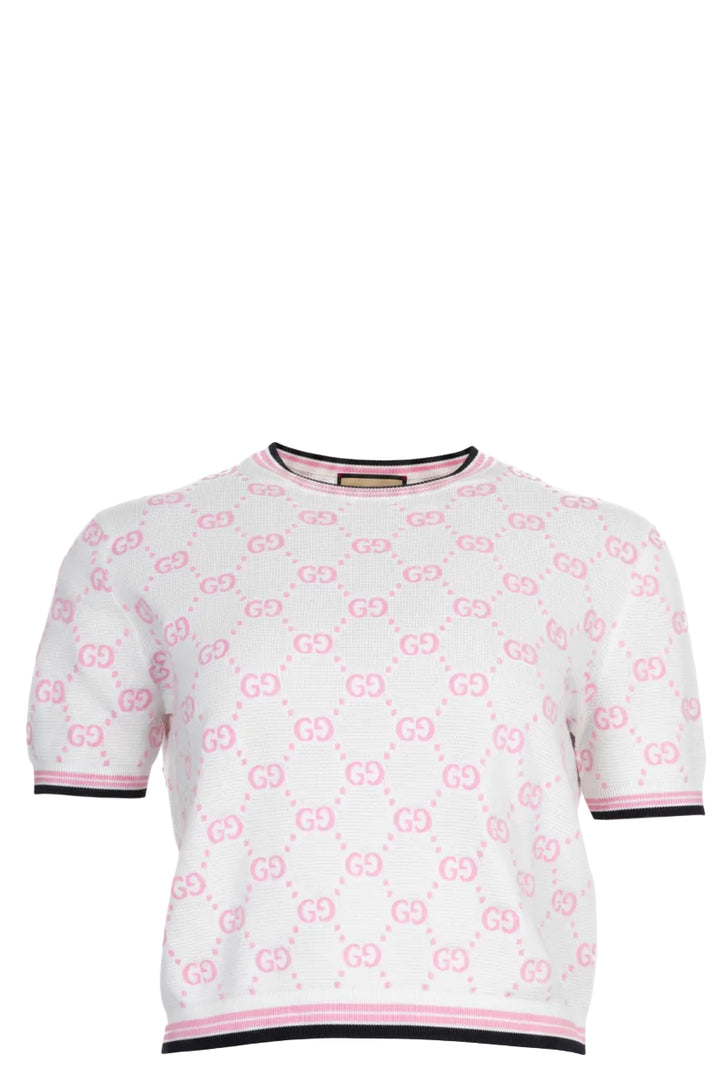 GUCCI GG Knit Top White Pink