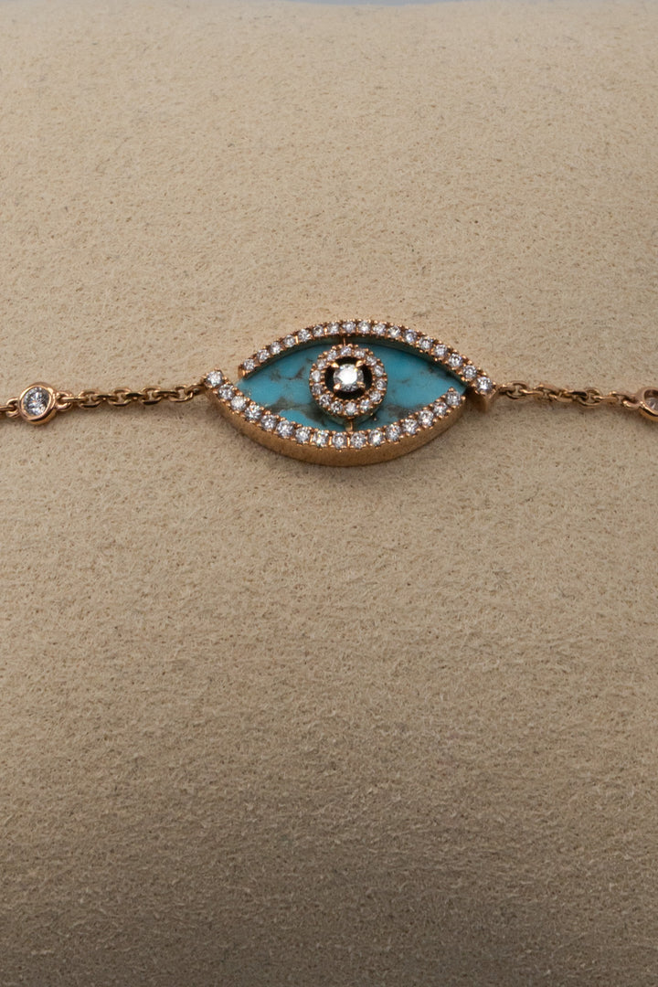 MESSIKA Lucky Eye Bracelet 18k Rose Gold Turquoise Diamonds