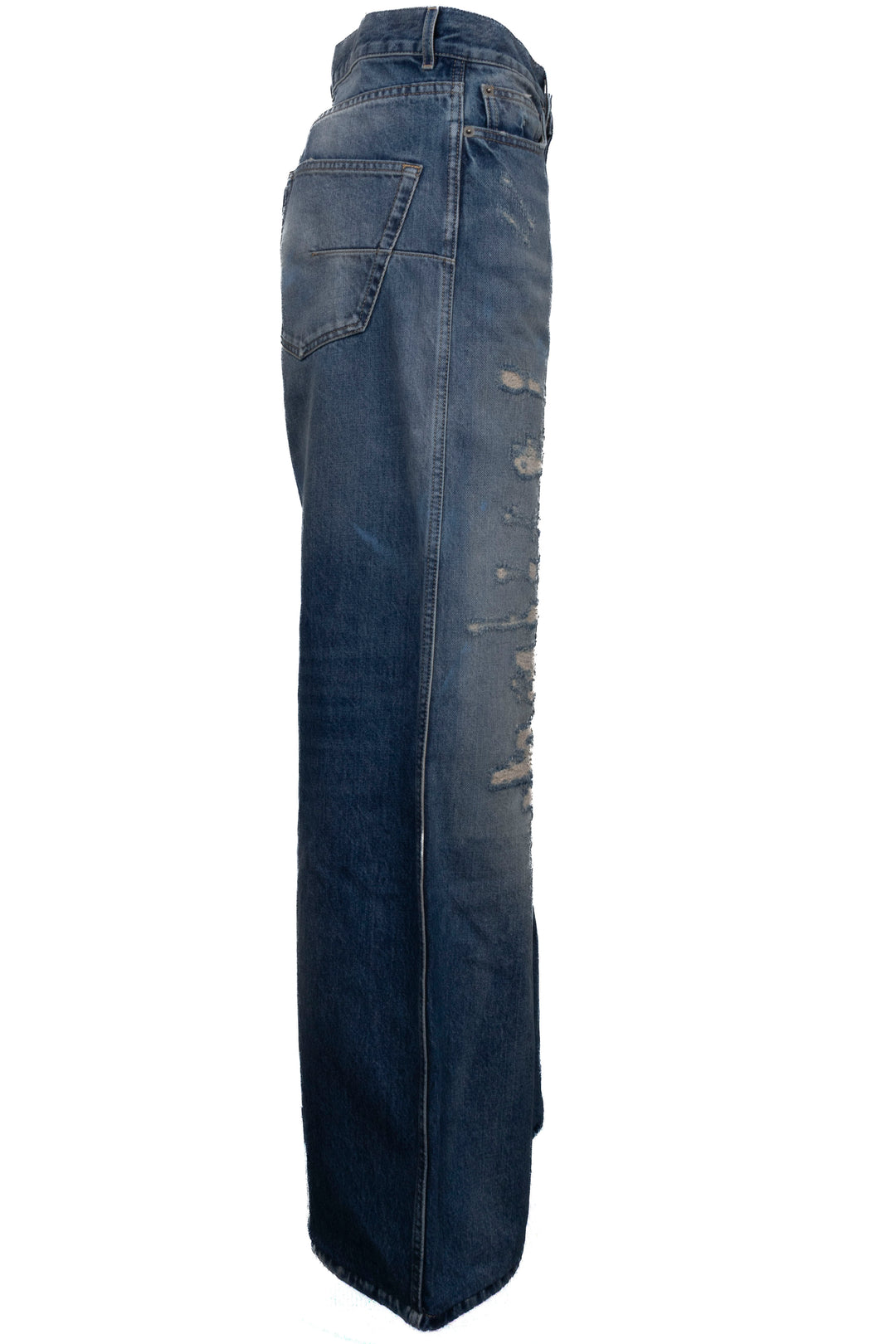 CHRISTIAN DIOR Distressed Wide Leg Pants Denim Blue