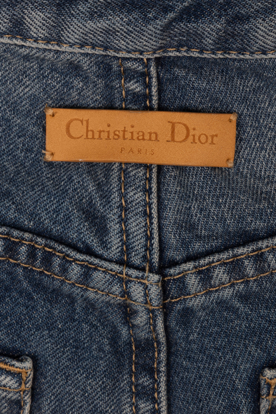 CHRISTIAN DIOR Distressed Wide Leg Pants Denim Blue