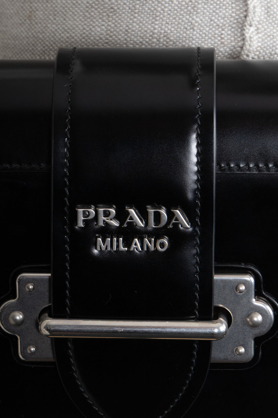 PRADA Cahier Bag Silver Black