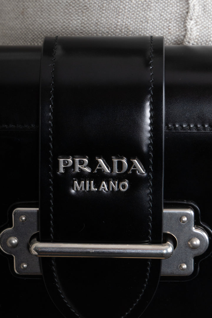 PRADA Cahier Bag Silver Black