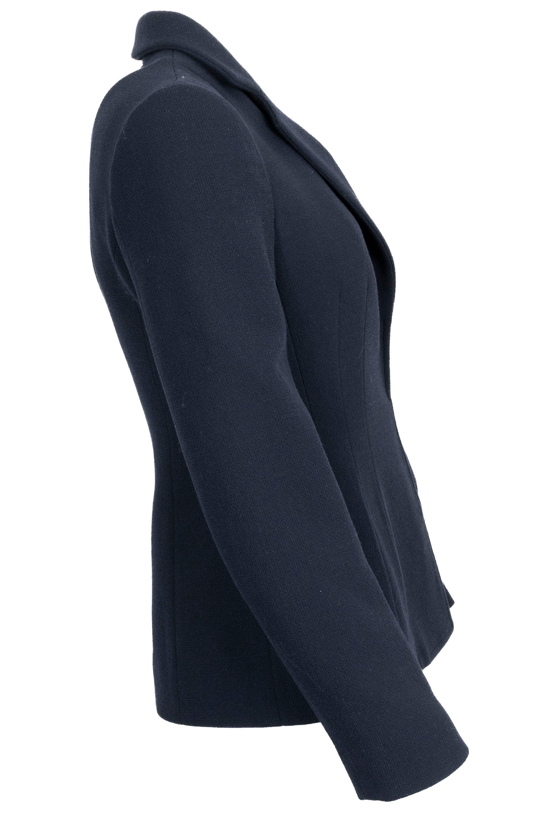 CHRISTIAN DIOR Veste asymétrique plissée ceinturée en laine marine
