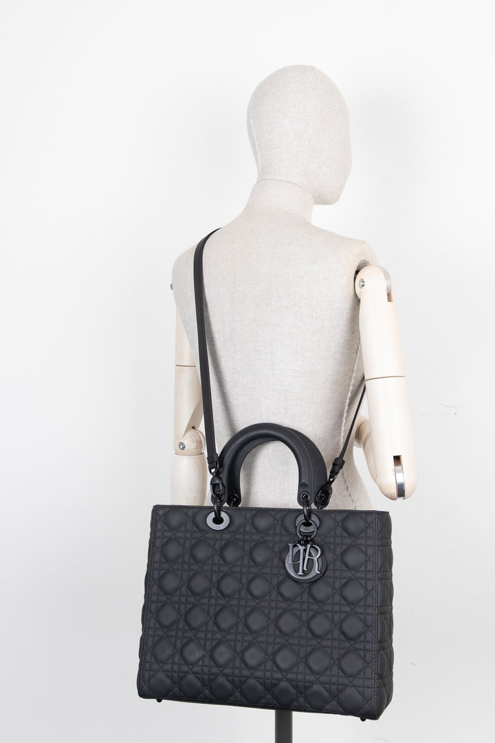 CHRISTIAN DIOR Large Lady Dior Bag Black