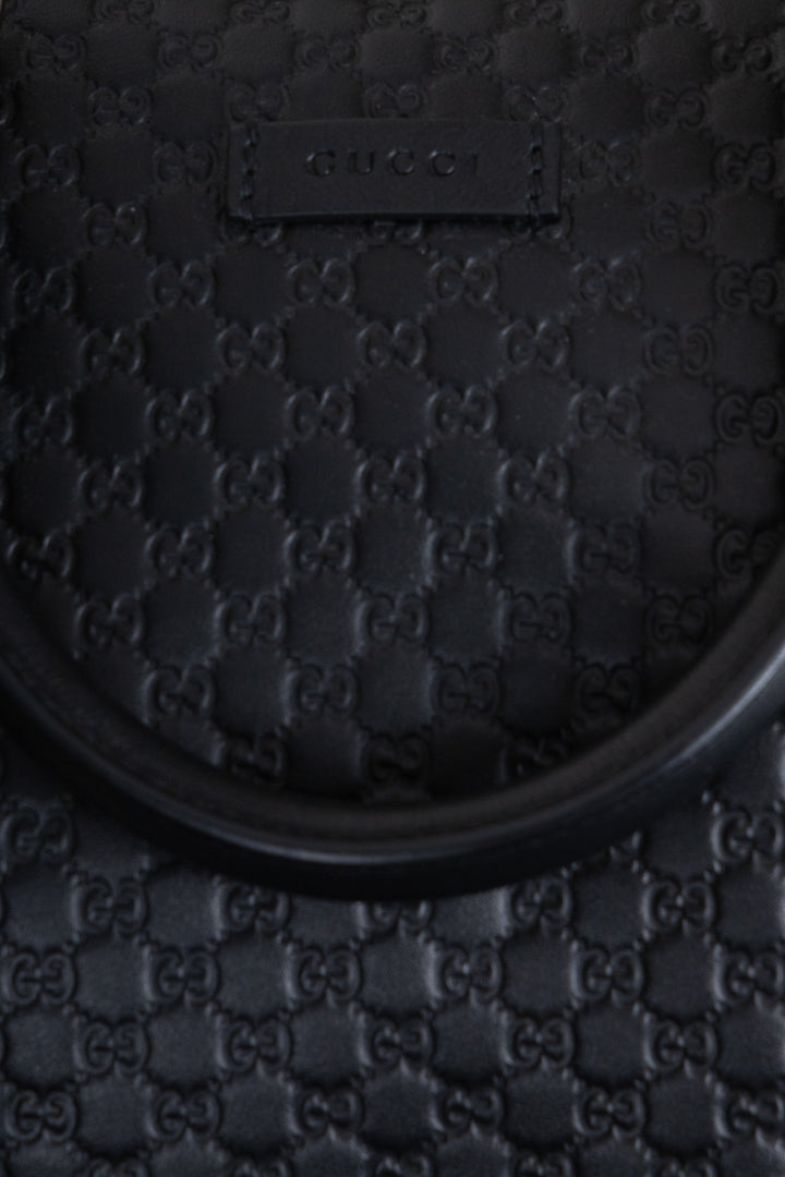 GUCCI Boston Bag Microguccissima Leather Black