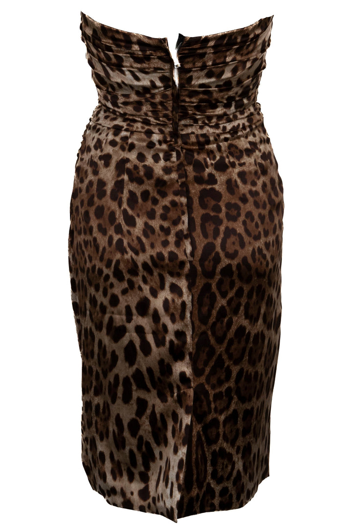 DOLCE&GABBANA Robe imprimé léopard Soie Marron