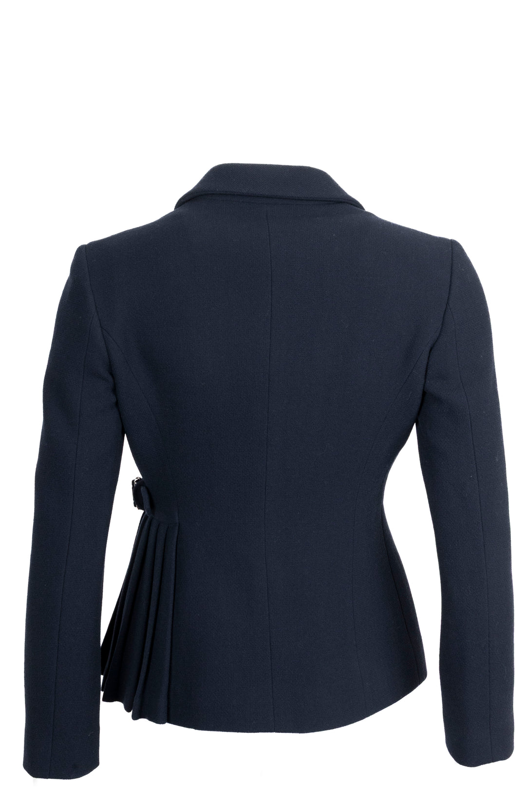 CHRISTIAN DIOR Veste asymétrique plissée ceinturée en laine marine