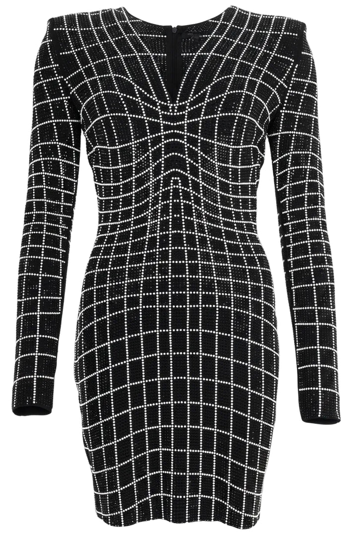 BALMAIN Dress Crystals Black White