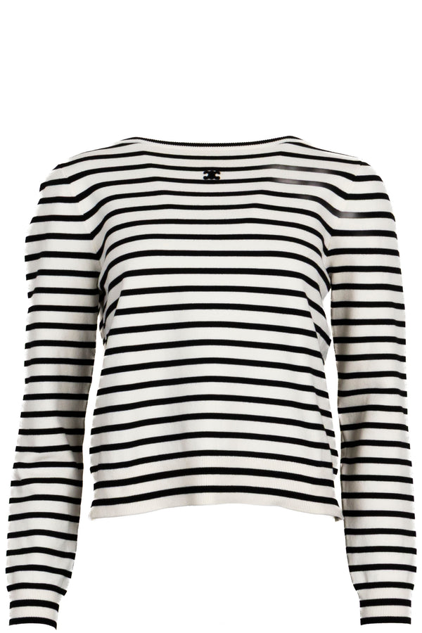 CELINE Long Sleeve Striped Sweater Black White