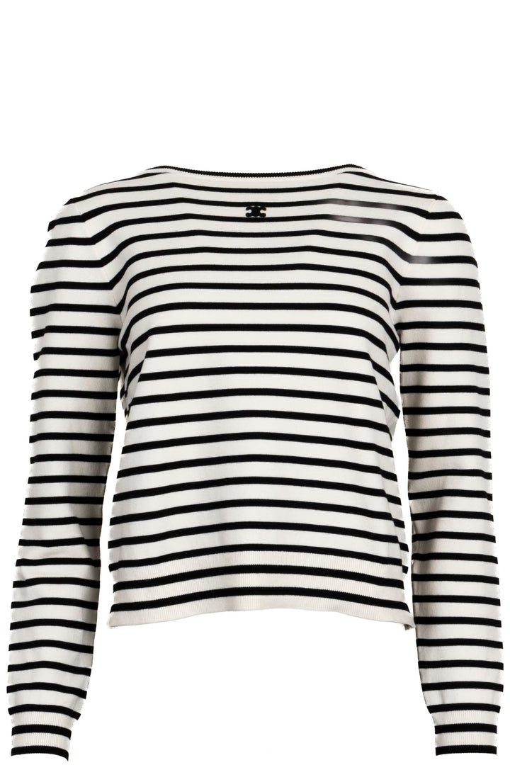CELINE Long Sleeve Striped Sweater Black White