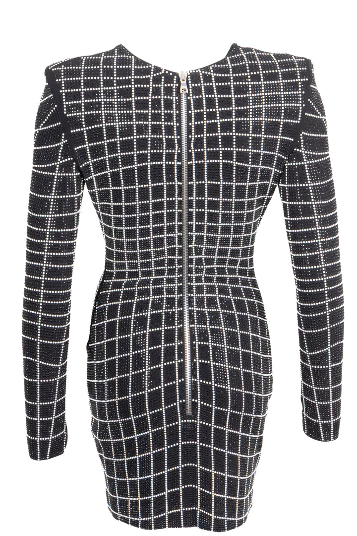 BALMAIN Dress Crystals Black White