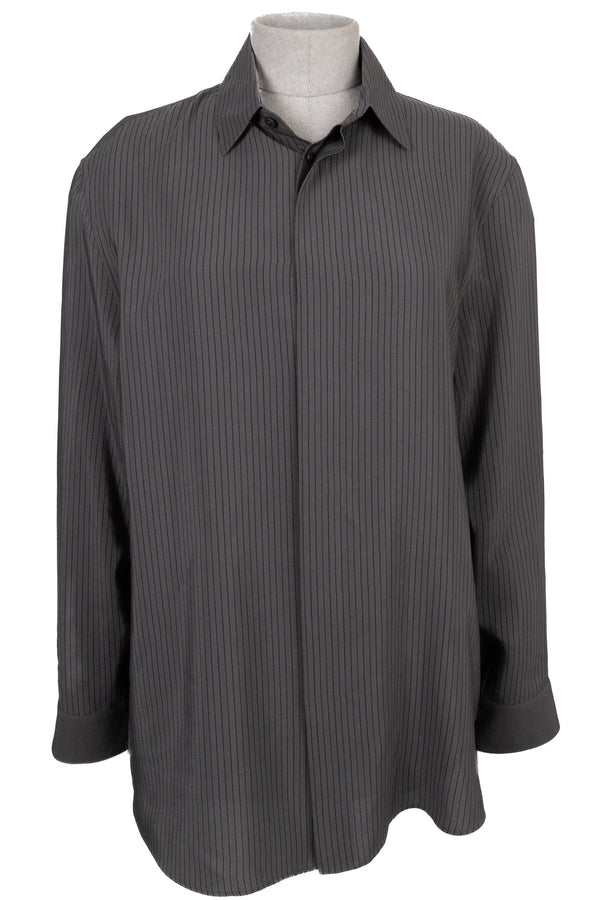 SAINT LAURENT 2024 Striped Shirt Silk Grey