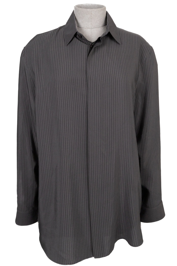 SAINT LAURENT 2024 Striped Shirt Silk Grey