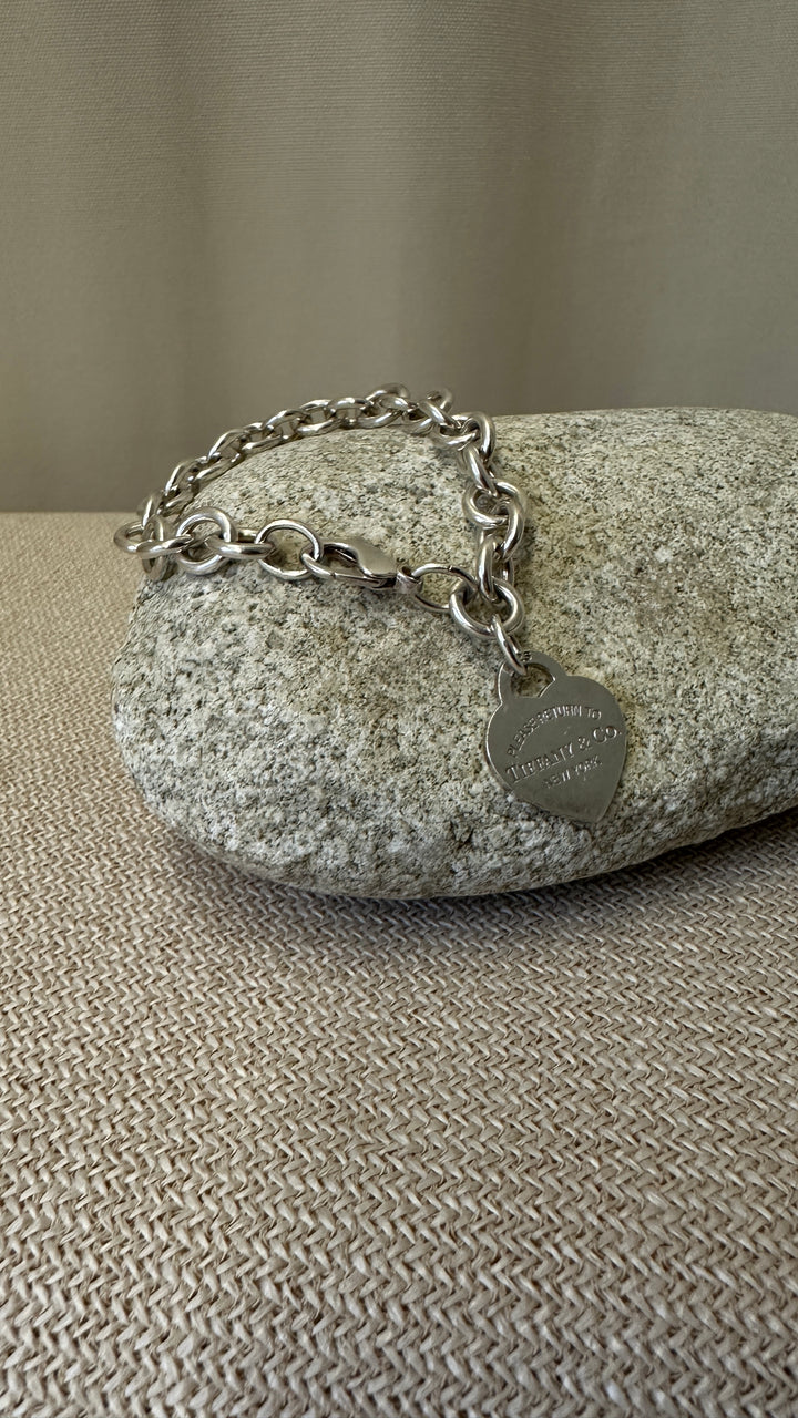 TIFFANY&amp;CO RTT Chain Heart Bracelet Silver