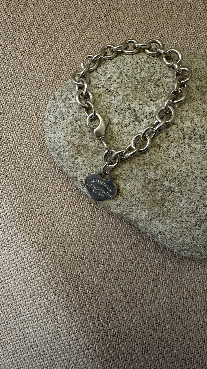 TIFFANY&amp;CO RTT Chain Heart Bracelet Silver