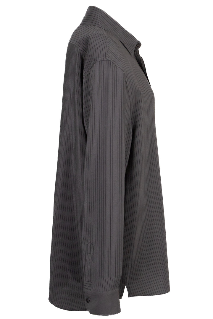 SAINT LAURENT 2024 Striped Shirt Silk Grey