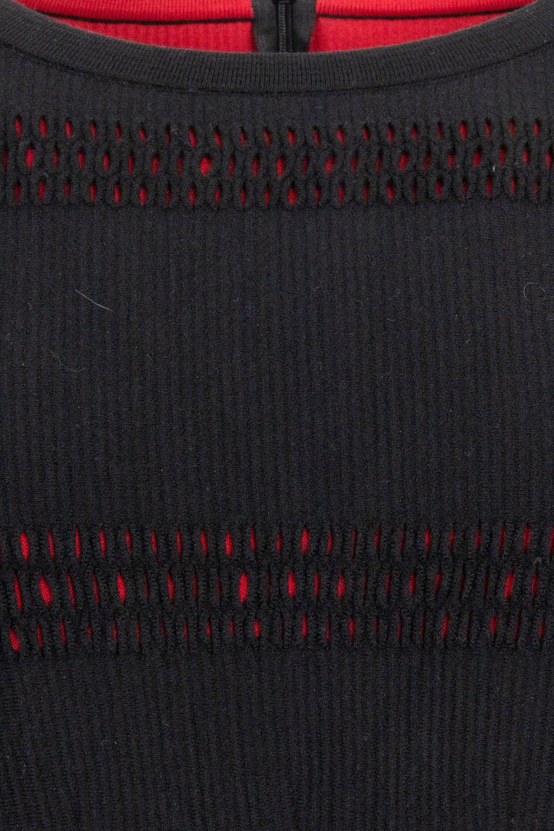 ALAÏA Long Sleeve Dress Wool Black Red