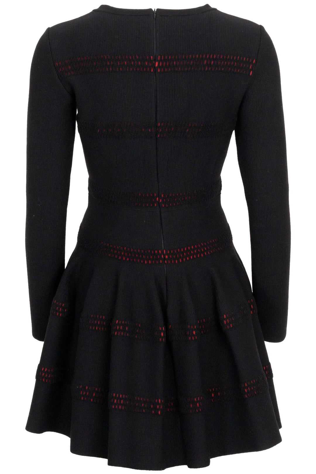 ALAÏA Long Sleeve Dress Wool Black Red