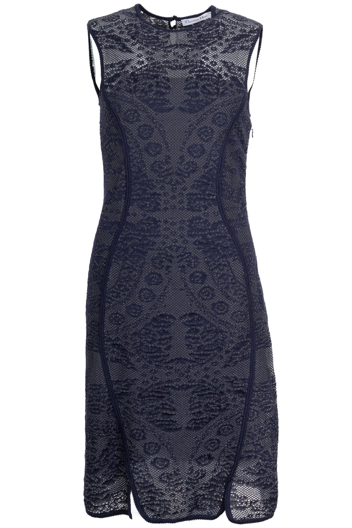 CHRISTIAN DIOR Mini-Robe Sans Manches Dentelle Marine