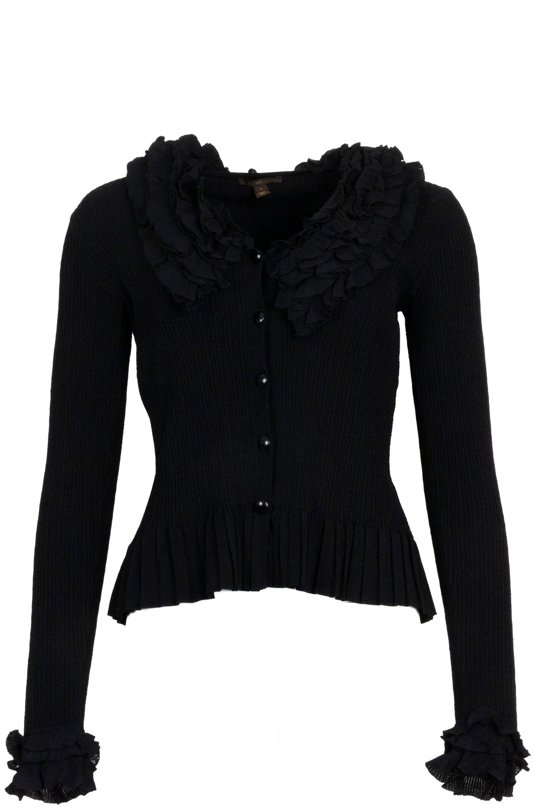 LOUIS VUITTON Ruffled Collar Cardigan Black