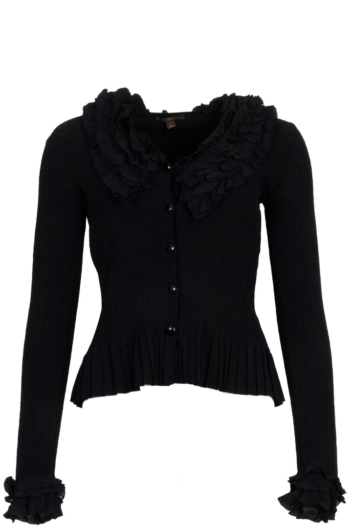 LOUIS VUITTON Ruffled Collar Cardigan Black