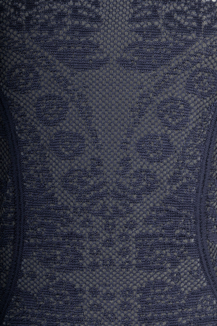 CHRISTIAN DIOR Mini-Robe Sans Manches Dentelle Marine