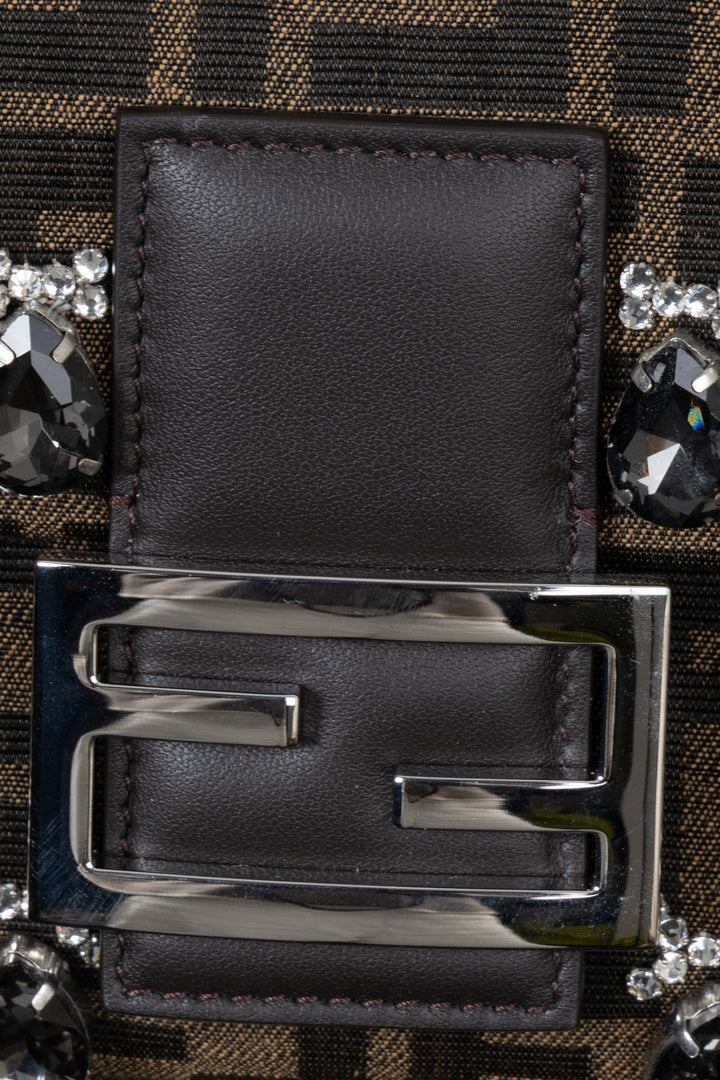 Sac bandoulière baguette FENDI en toile imprimée Crystal Zucca
