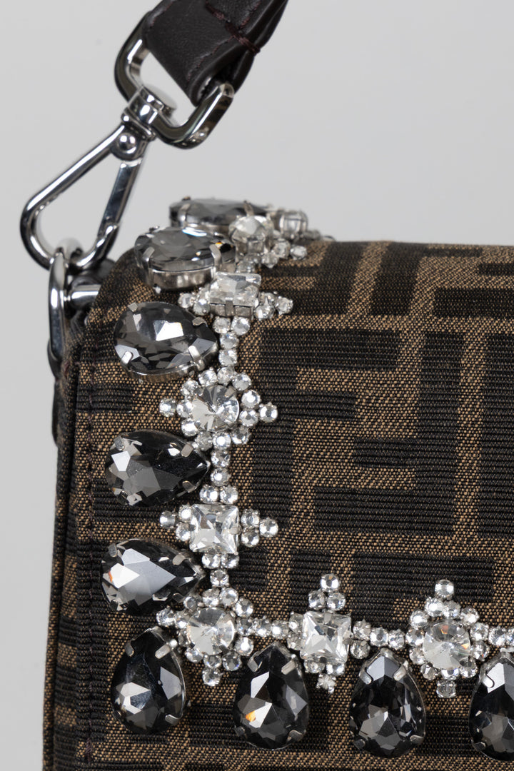 Sac bandoulière baguette FENDI en toile imprimée Crystal Zucca
