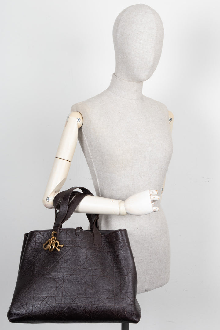 CHRISTIAN DIOR Large Toujours Bag Macrocannage Leather Brown