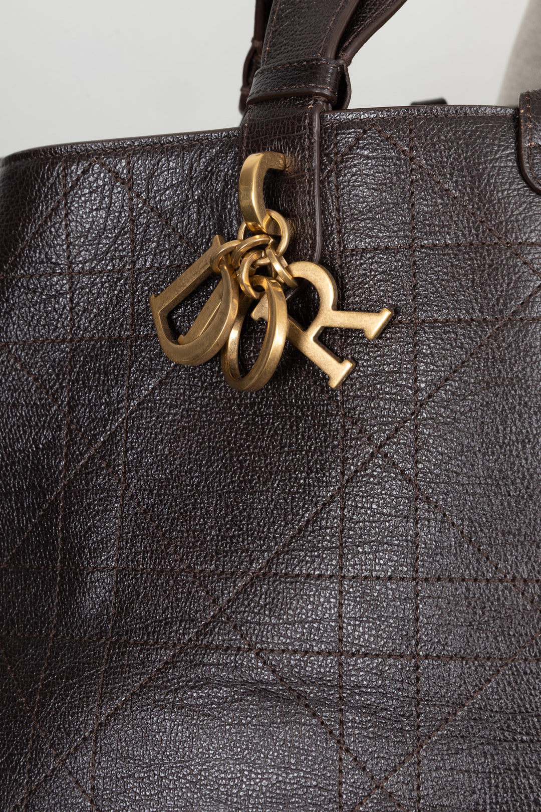 CHRISTIAN DIOR Large Toujours Bag Macrocannage Leather Brown