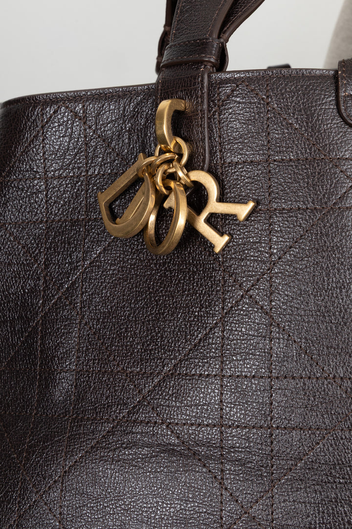 CHRISTIAN DIOR Large Toujours Bag Macrocannage Leather Brown