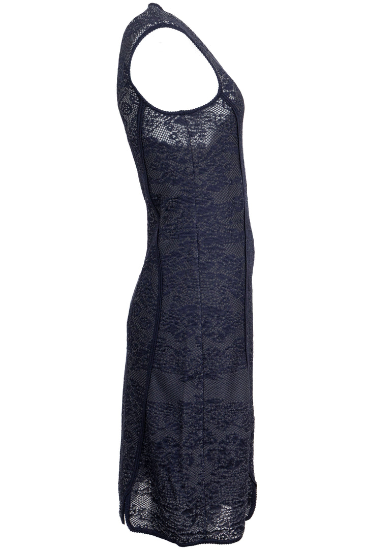 CHRISTIAN DIOR Mini-Robe Sans Manches Dentelle Marine