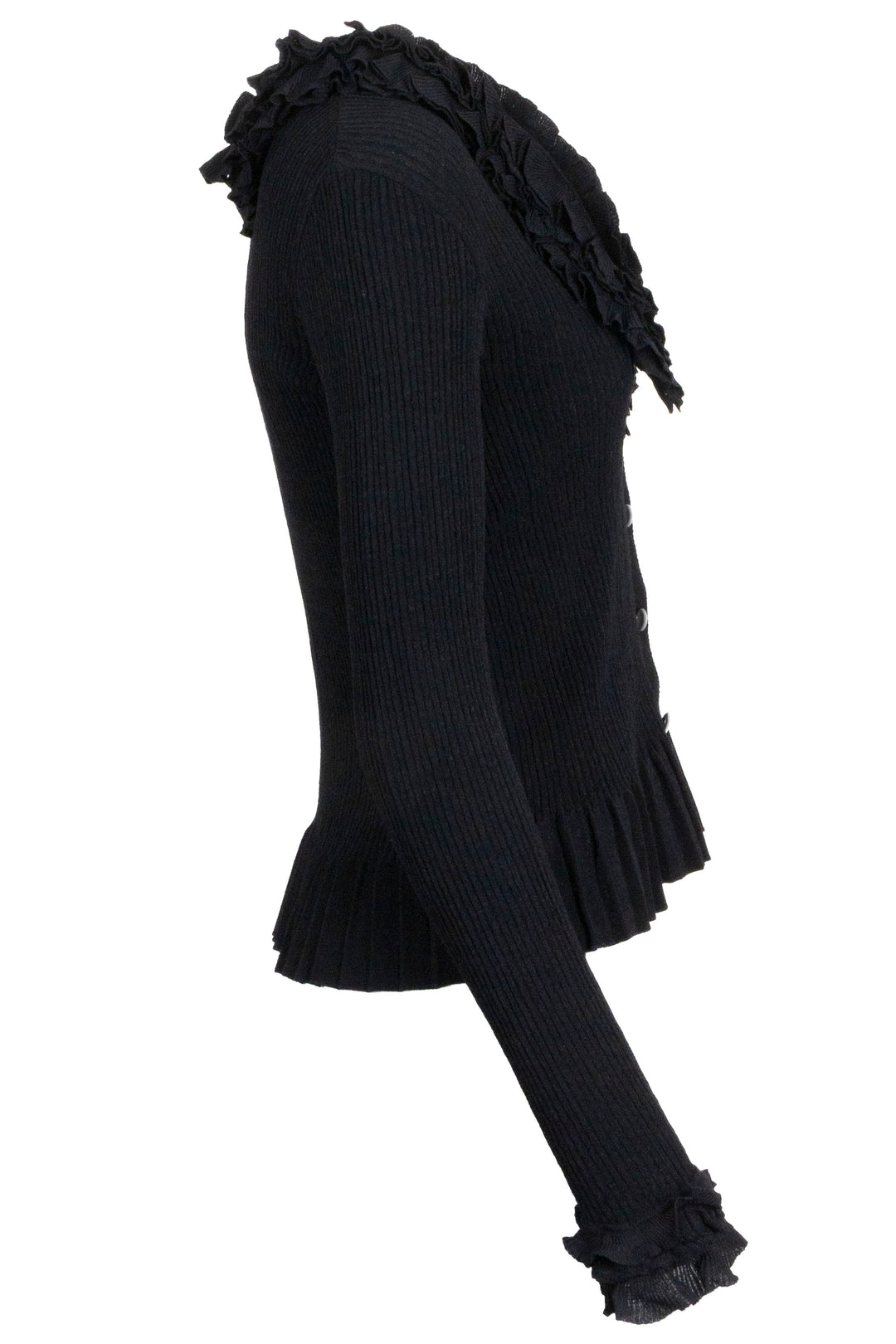 LOUIS VUITTON Ruffled Collar Cardigan Black
