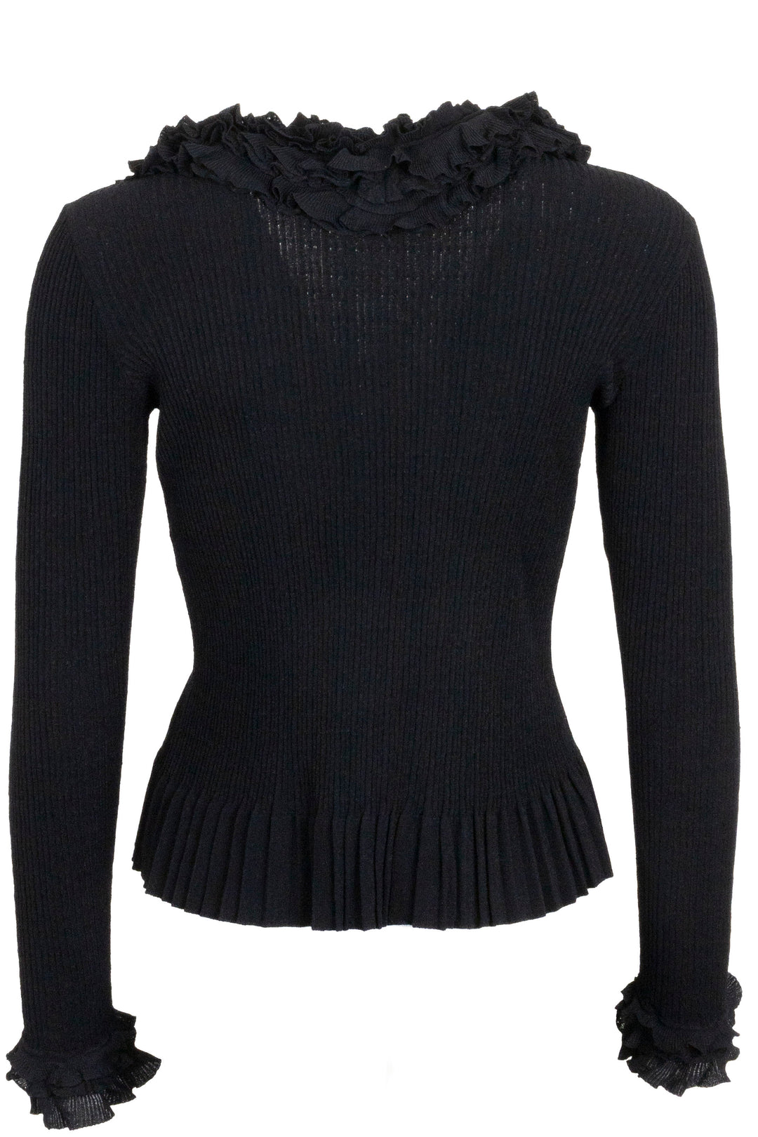 LOUIS VUITTON Ruffled Collar Cardigan Black