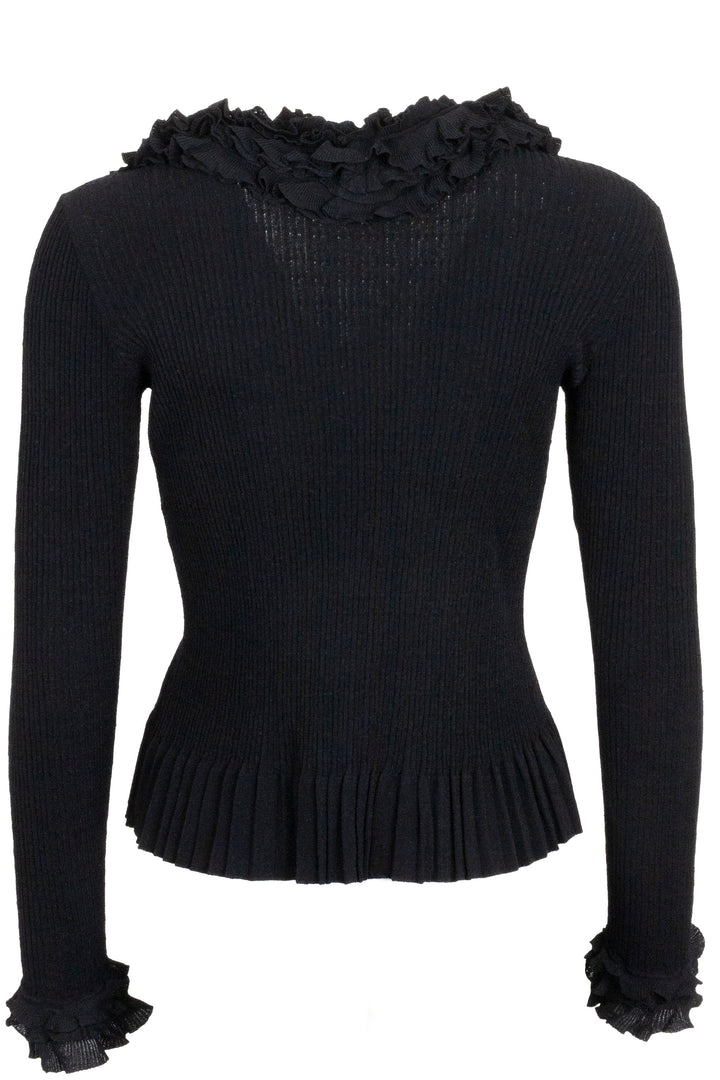 LOUIS VUITTON Ruffled Collar Cardigan Black