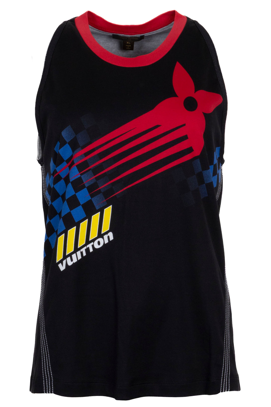 LOUIS VUITTON Racing Print Tank Top Cotton Black Multicolor