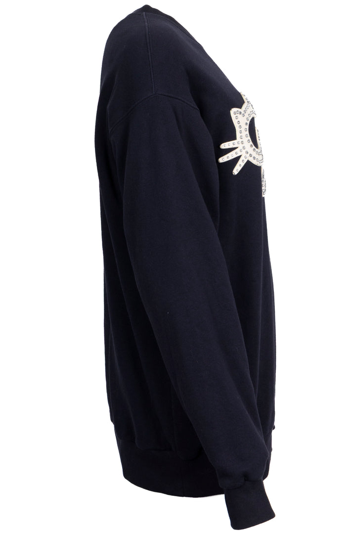 GUCCI Pull en coton orné du logo chat marine