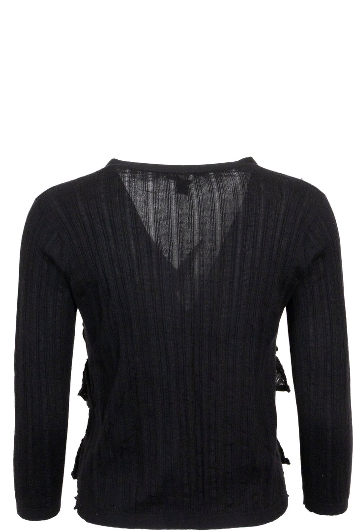 LOUIS VUITTON Ruffled Front Cardigan Lace Cashmere Black