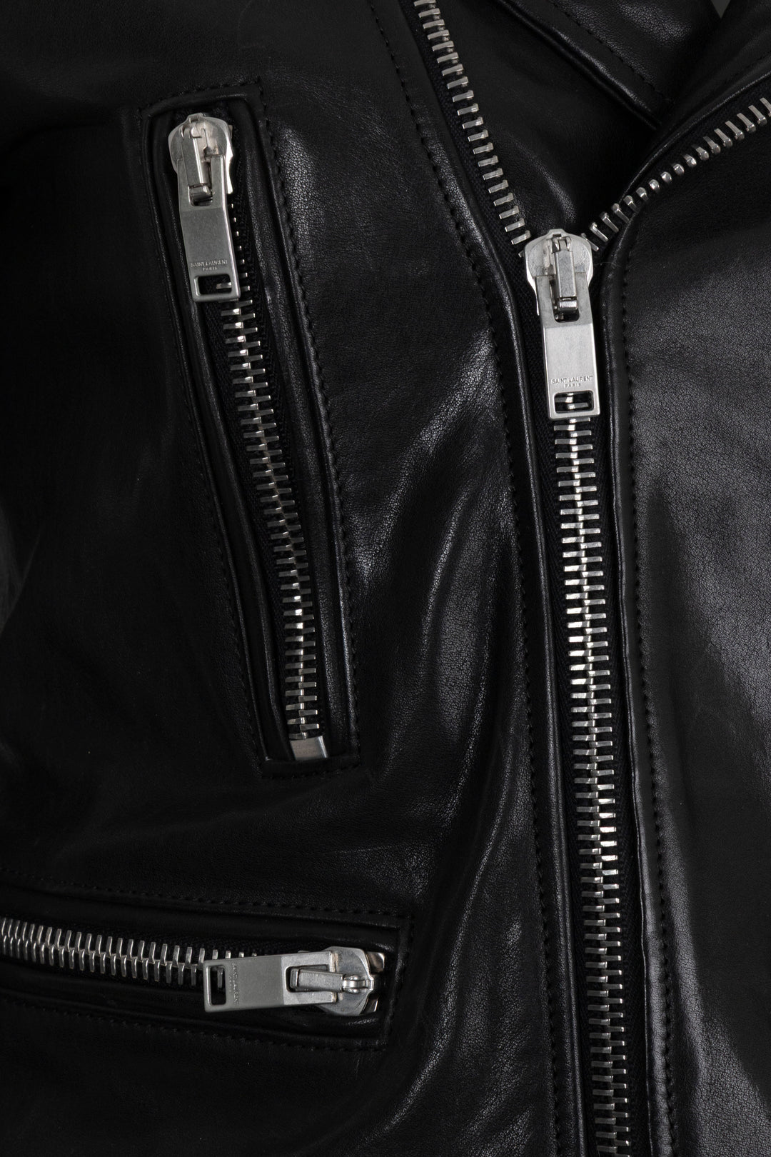 SAINT LAURENT 2013 Zip Biker Leather Jacket Black