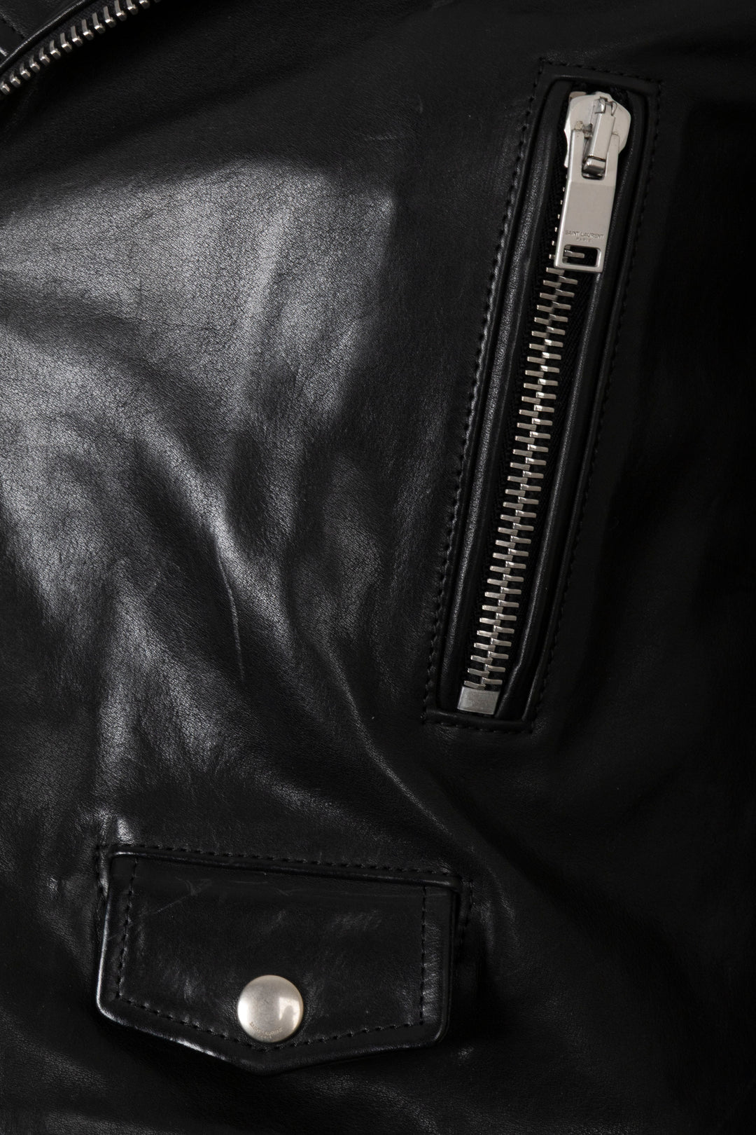 SAINT LAURENT 2013 Zip Biker Leather Jacket Black