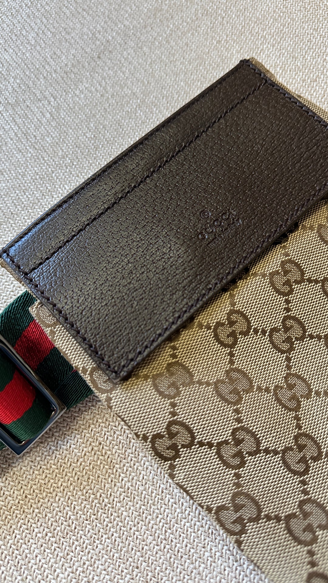 GUCCI Double Pocket Belt Bag Supreme Canvas
