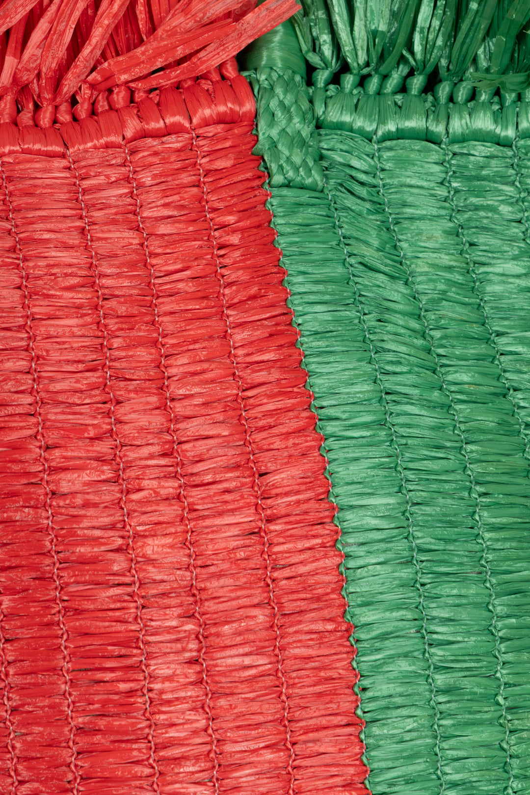 GUCCI Web Raffia Tote Bag Green Red