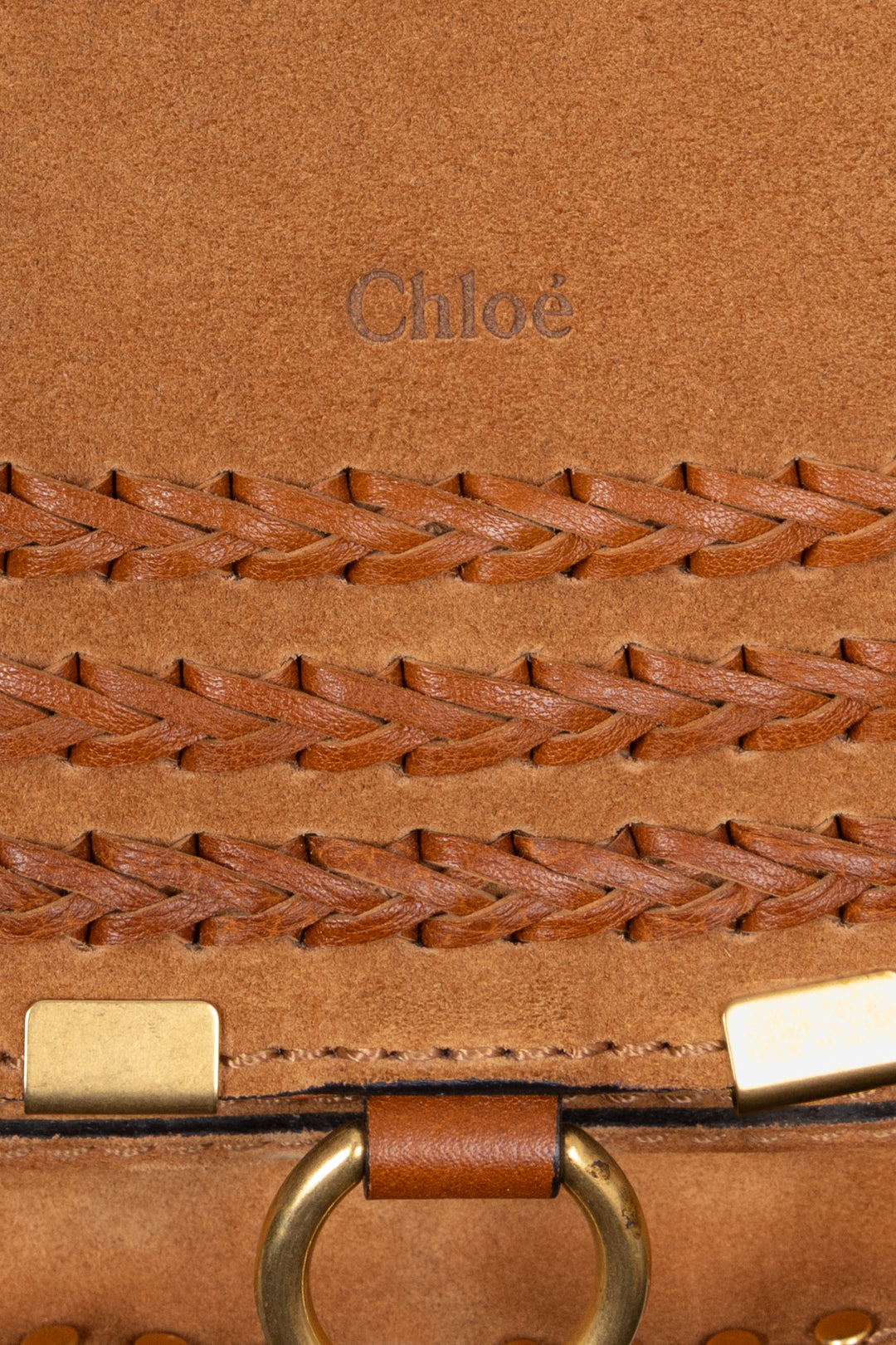 CHLOÉ Small Double Carry Marcie Bag Suede Cognac