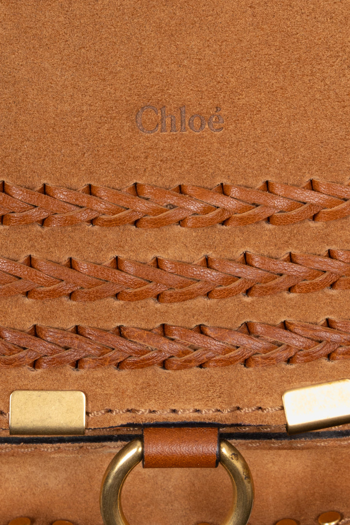 CHLOÉ Small Double Carry Marcie Bag Suede Cognac