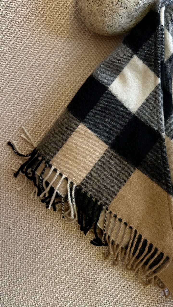 BURBERRY Triangle Scarf Nova Check Cashmere Beige