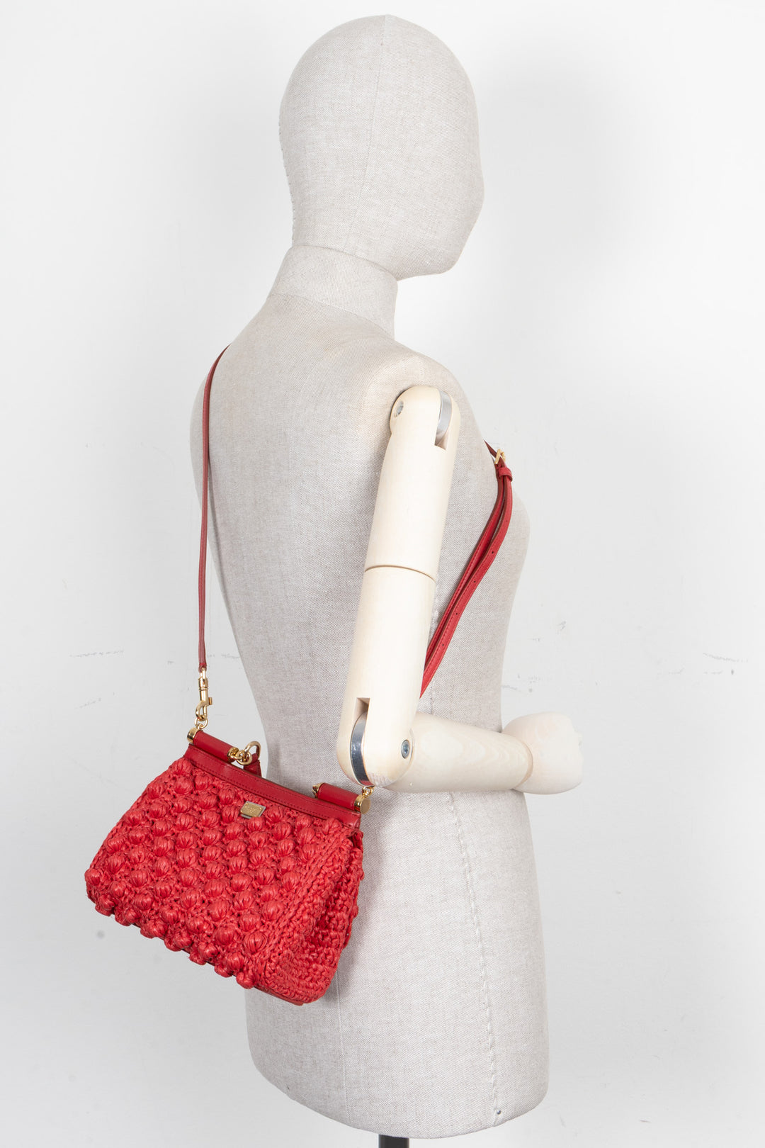 DOLCE&GABBANA Sicily Small Raffia Red Gold Hardware