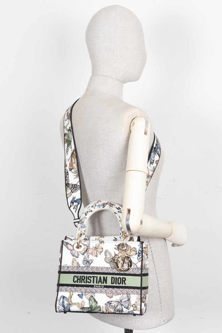 CHRISTIAN DIOR Lady Dior D-Lite Medium Toile de Jouy Mexico White